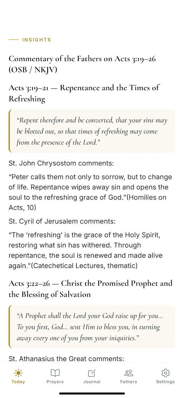 Commentary of the Fathers on the daily readings